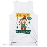 Wake Me Up When It's Christmas Monkey Cute Tank Top thumb 0