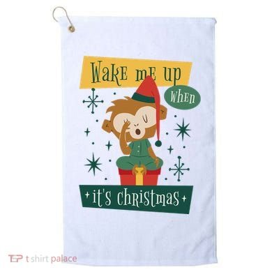 Wake Me Up When It's Christmas Monkey Cute Golf Towel