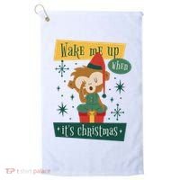 Wake Me Up When It's Christmas Monkey Cute Golf Towel thumb 0