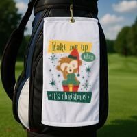 Wake Me Up When It's Christmas Monkey Cute Golf Towel thumb 2