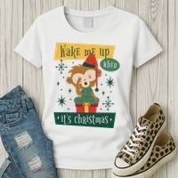 Wake Me Up When It's Christmas Monkey Cute Women's T-Shirt thumb 3