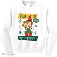 Wake Me Up When It's Christmas Monkey Cute Kids Sweatshirt thumb 0