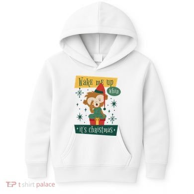 Wake Me Up When It's Christmas Monkey Cute Kids Hoodie