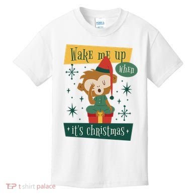 Wake Me Up When It's Christmas Monkey Cute Kids T-Shirt