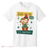 Wake Me Up When It's Christmas Monkey Cute Kids T-Shirt thumb 0