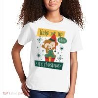 Wake Me Up When It's Christmas Monkey Cute Kids T-Shirt thumb 2
