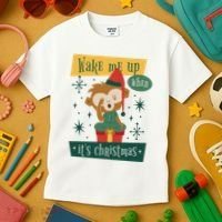 Wake Me Up When It's Christmas Monkey Cute Kids T-Shirt thumb 3