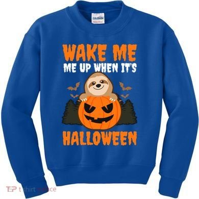 Wake Me Up When It's Design Halloween Sloth Gift Kids Sweatshirt