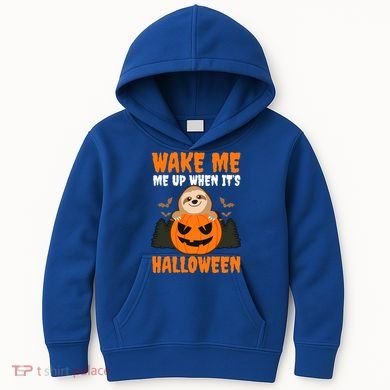 Wake Me Up When It's Design Halloween Sloth Gift Kids Hoodie