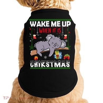 Wake Me Up When It's Christmas Koala Lover Xmas Funny Gift Doggie Tank