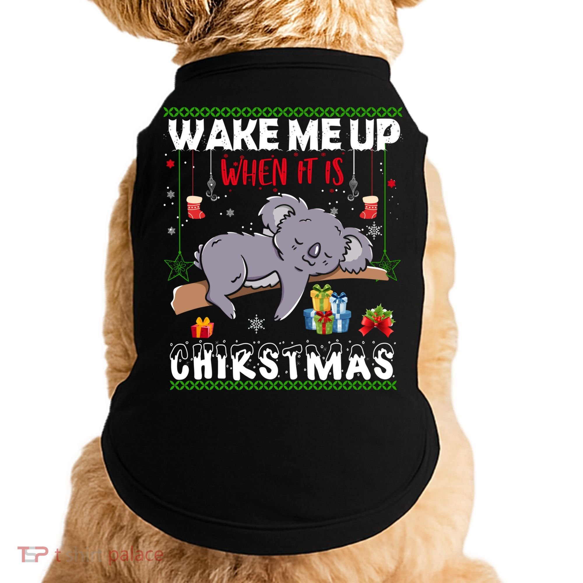 Wake Me Up When It's Christmas Koala Lover Xmas Funny Gift Doggie Tank