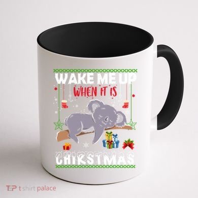 Wake Me Up When It's Christmas Koala Lover Xmas Funny Gift Coffee Mug back