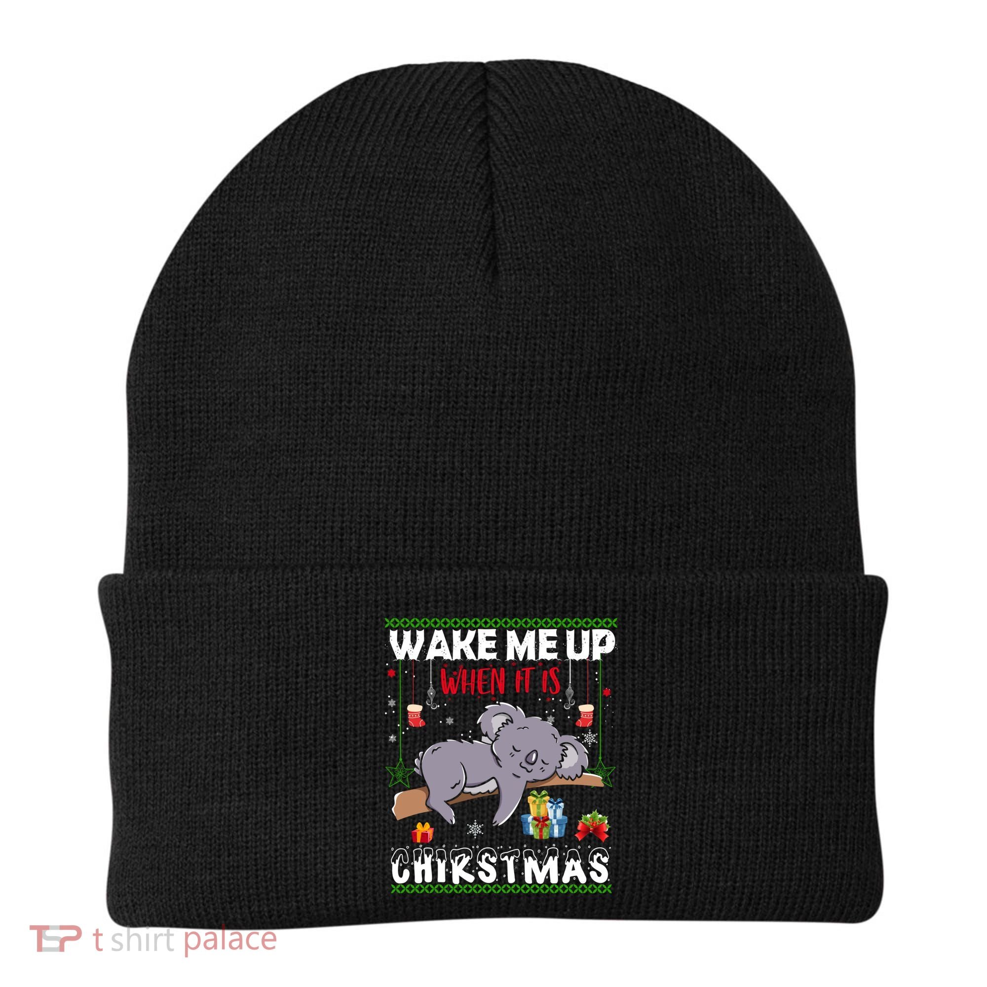 Wake Me Up When It's Christmas Koala Lover Xmas Funny Gift Beanie