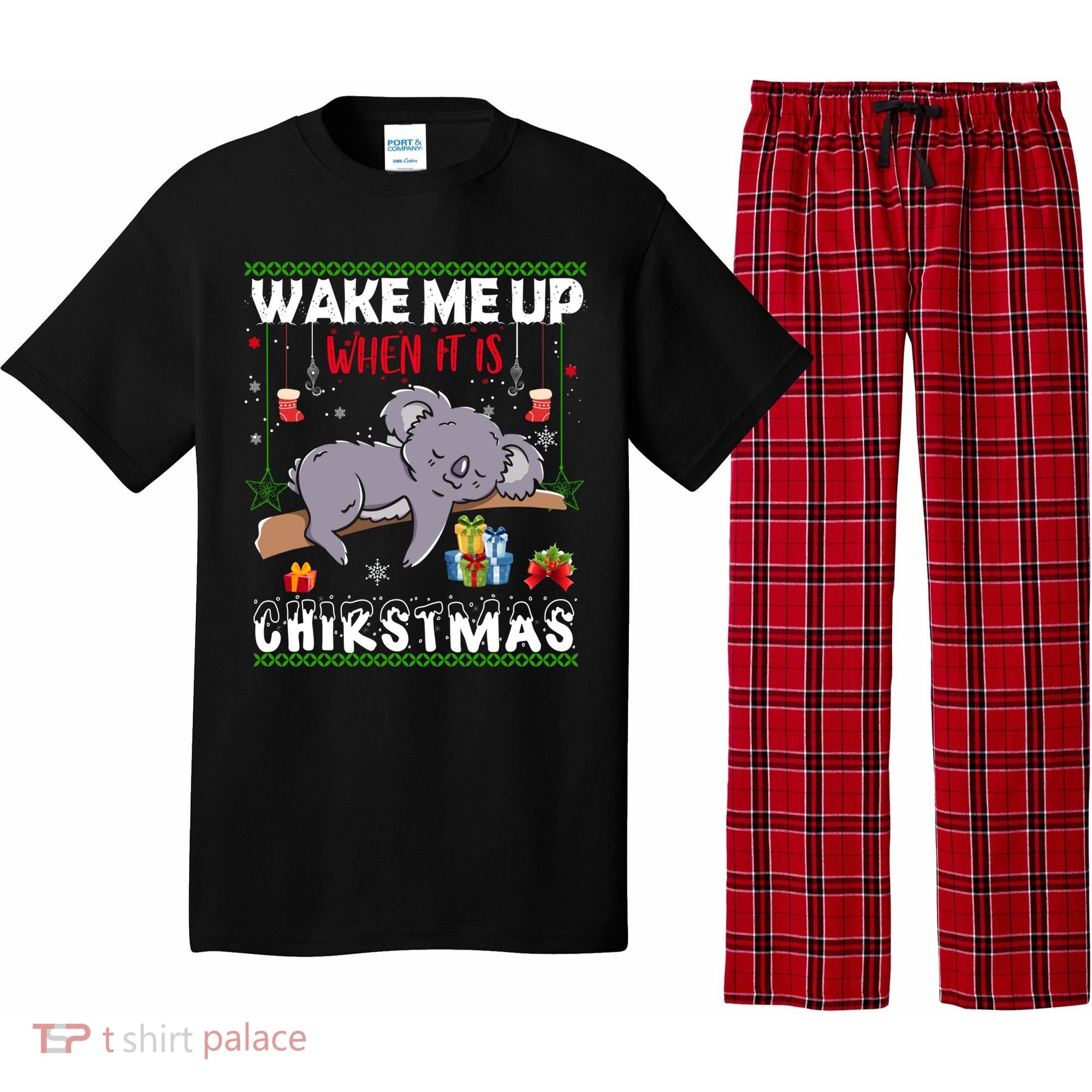 Wake Me Up When It's Christmas Koala Lover Xmas Funny Gift Pajama Set