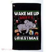 Wake Me Up When It's Christmas Koala Lover Xmas Funny Gift Golf Towel thumb 0