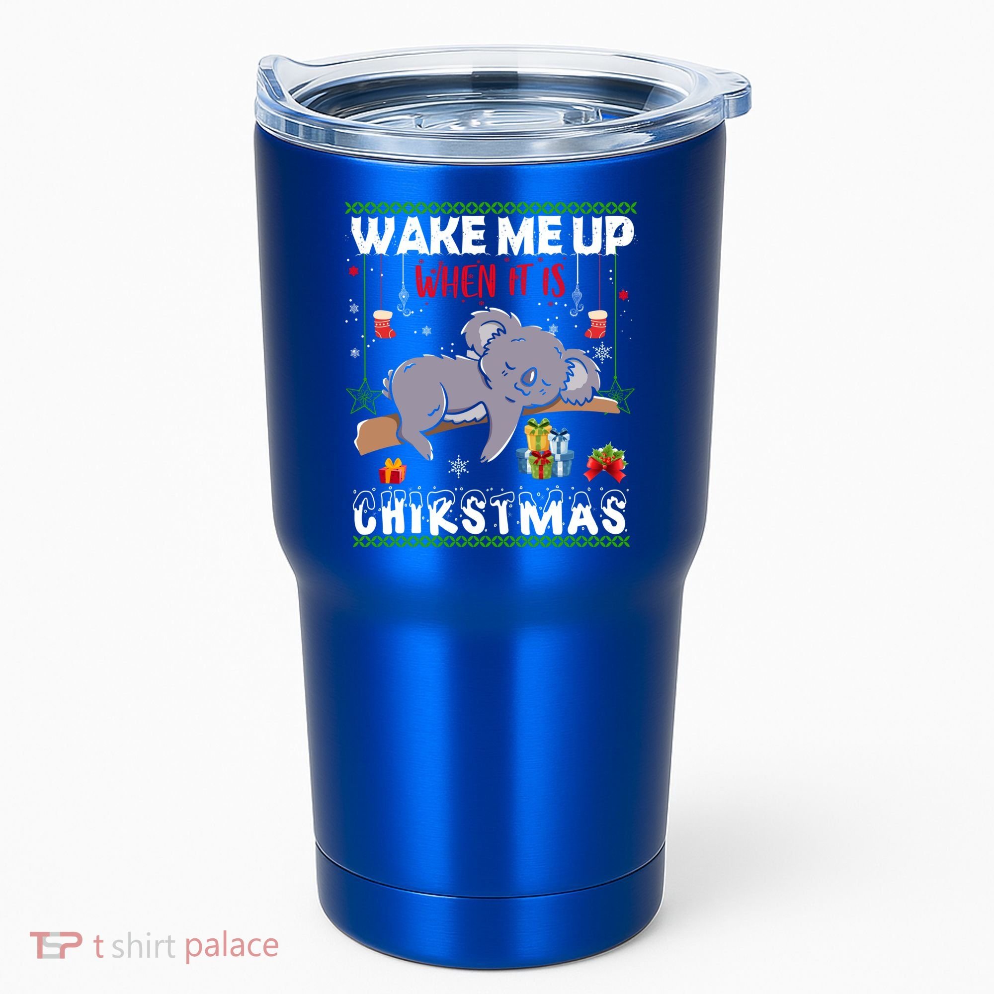 Wake Me Up When It's Christmas Koala Lover Xmas Funny Gift Tumbler