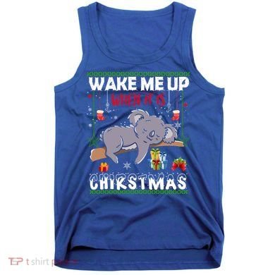 Wake Me Up When It's Christmas Koala Lover Xmas Funny Gift Tank Top
