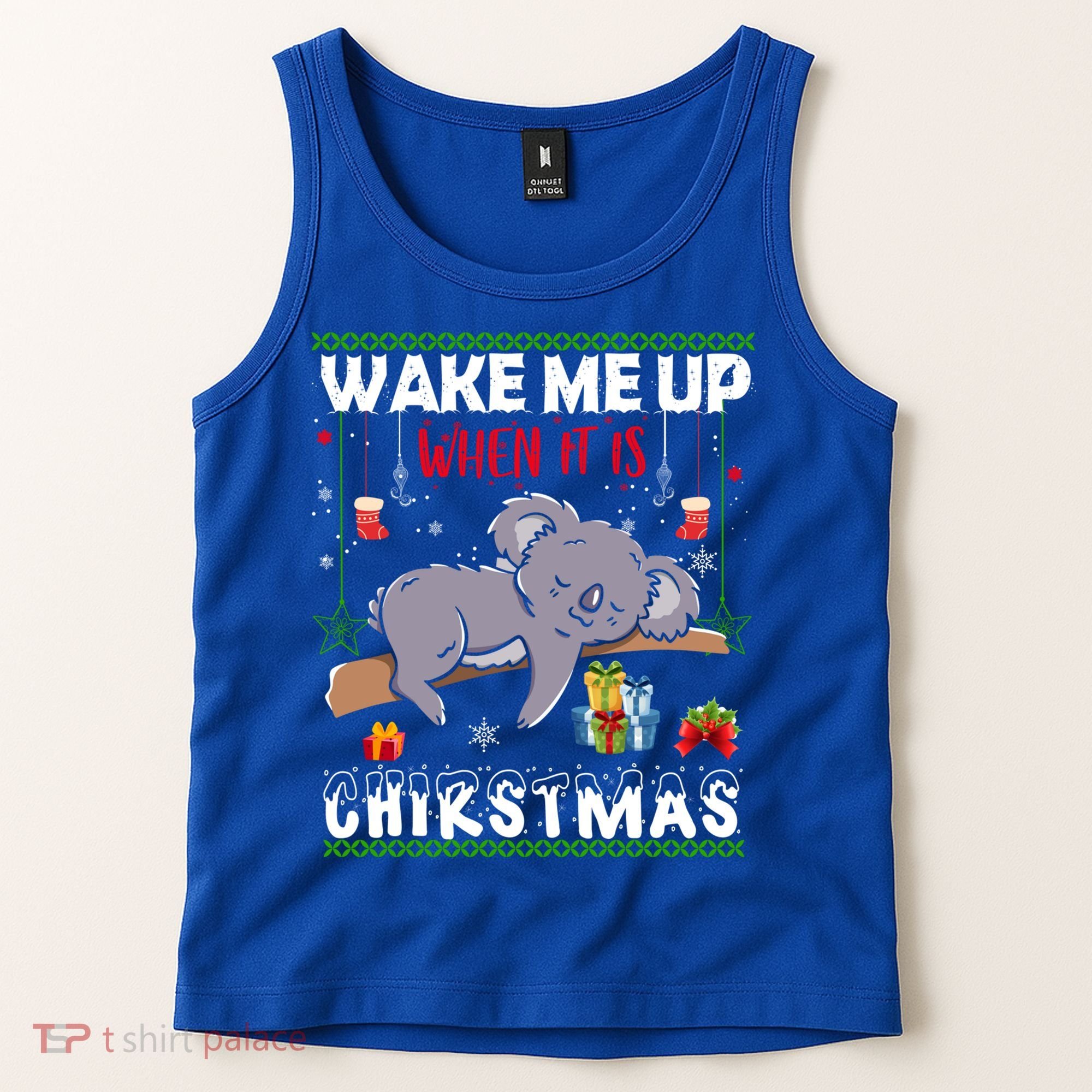 Wake Me Up When It's Christmas Koala Lover Xmas Funny Gift Tank Top