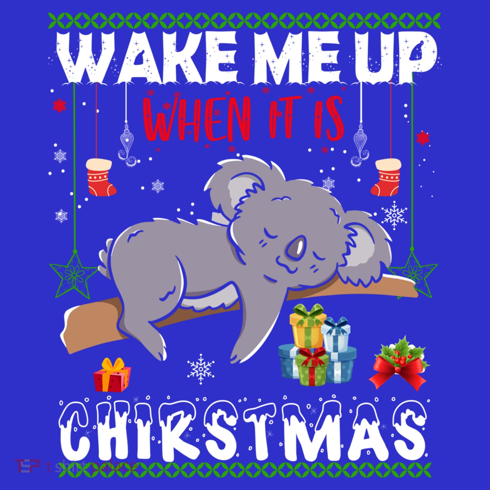 Wake Me Up When It's Christmas Koala Lover Xmas Funny Gift Tank Top