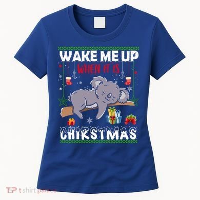 Wake Me Up When It's Christmas Koala Lover Xmas Funny Gift Women's T-Shirt