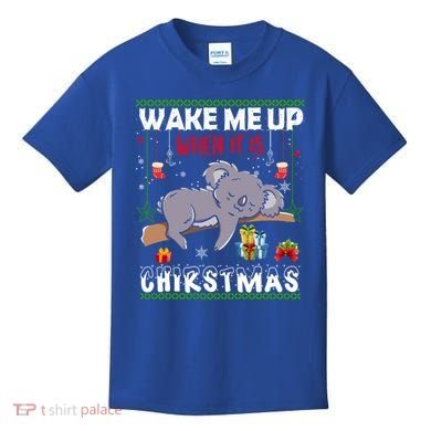 Wake Me Up When It's Christmas Koala Lover Xmas Funny Gift Kids T-Shirt