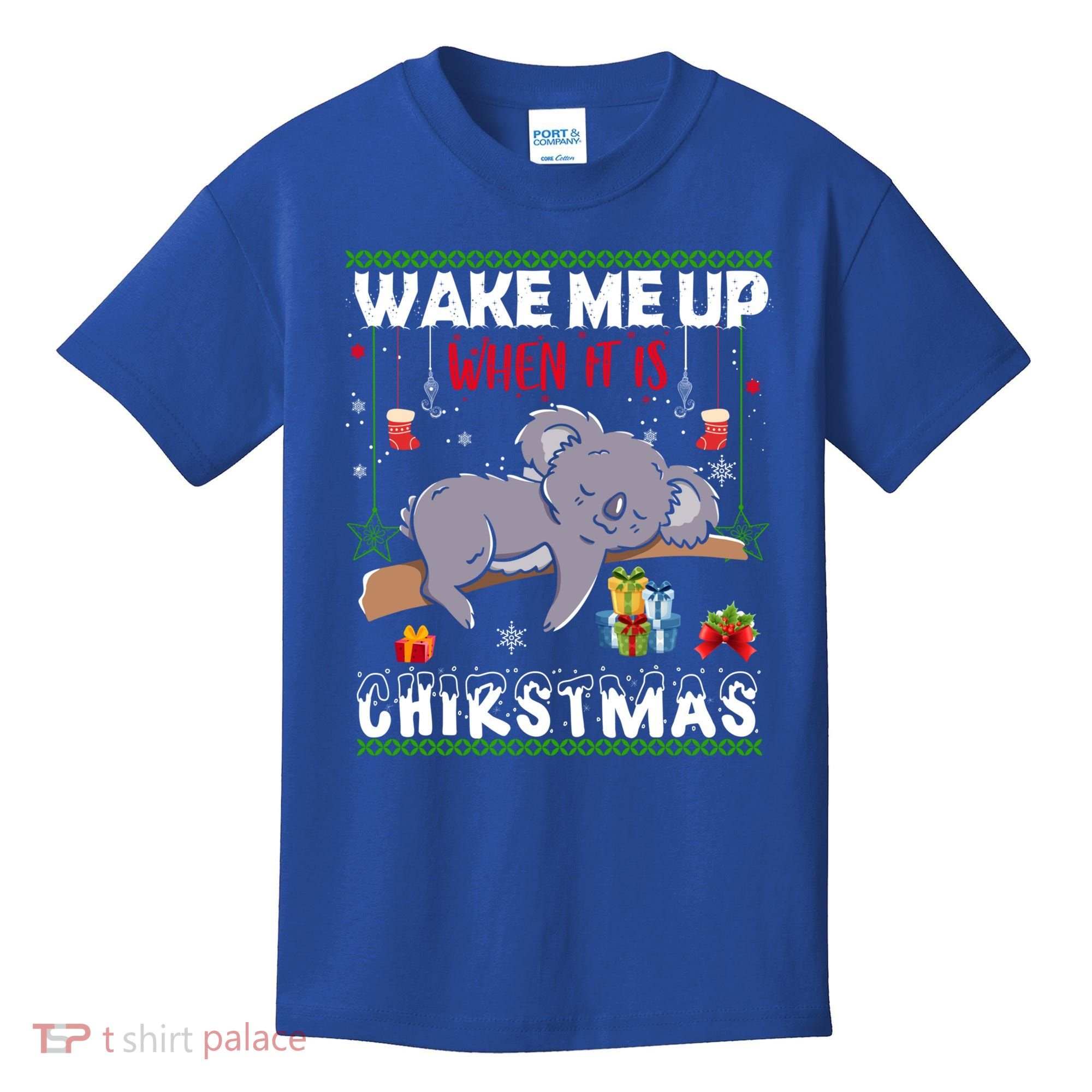 Wake Me Up When It's Christmas Koala Lover Xmas Funny Gift Kids T-Shirt