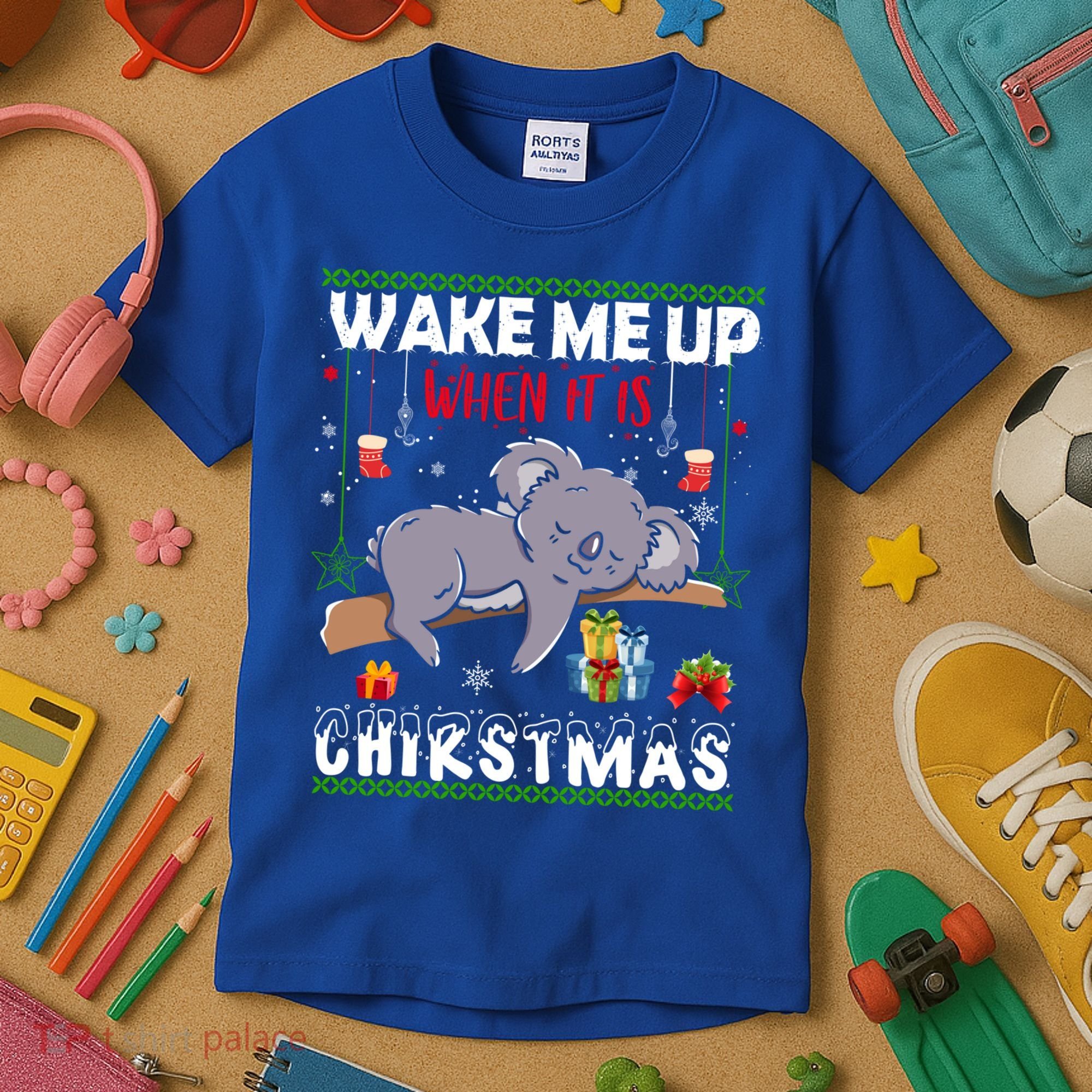 Wake Me Up When It's Christmas Koala Lover Xmas Funny Gift Kids T-Shirt