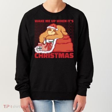 Wake Me Up When It's Christmas Sleeping Sloth Women's Sweatshirt