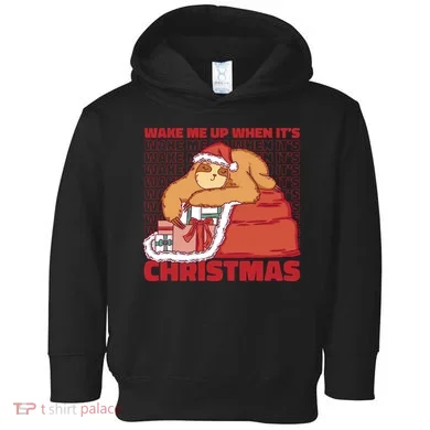 Wake Me Up When It's Christmas Sleeping Sloth Toddler Hoodie