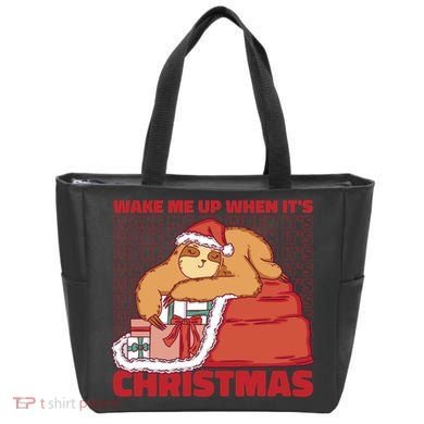 Wake Me Up When It's Christmas Sleeping Sloth Tote Bag