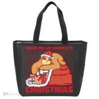 Wake Me Up When It's Christmas Sleeping Sloth Tote Bag thumb 0
