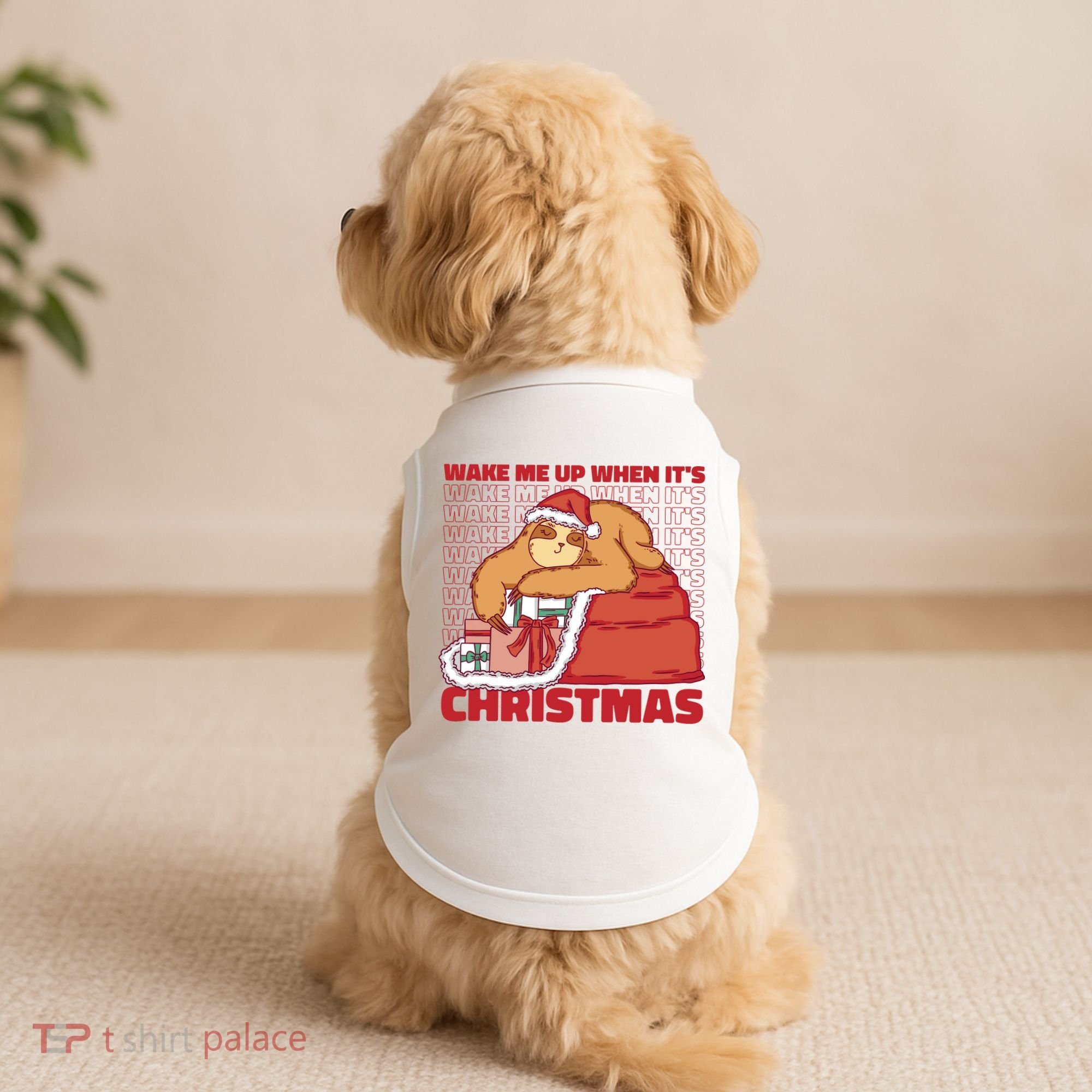 Wake Me Up When It's Christmas Sleeping Sloth Doggie Tank