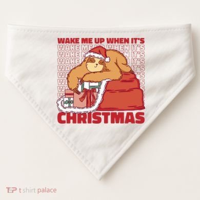 Wake Me Up When It's Christmas Sleeping Sloth USA-Made Doggie Bandana