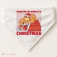 Wake Me Up When It's Christmas Sleeping Sloth USA-Made Doggie Bandana thumb 0