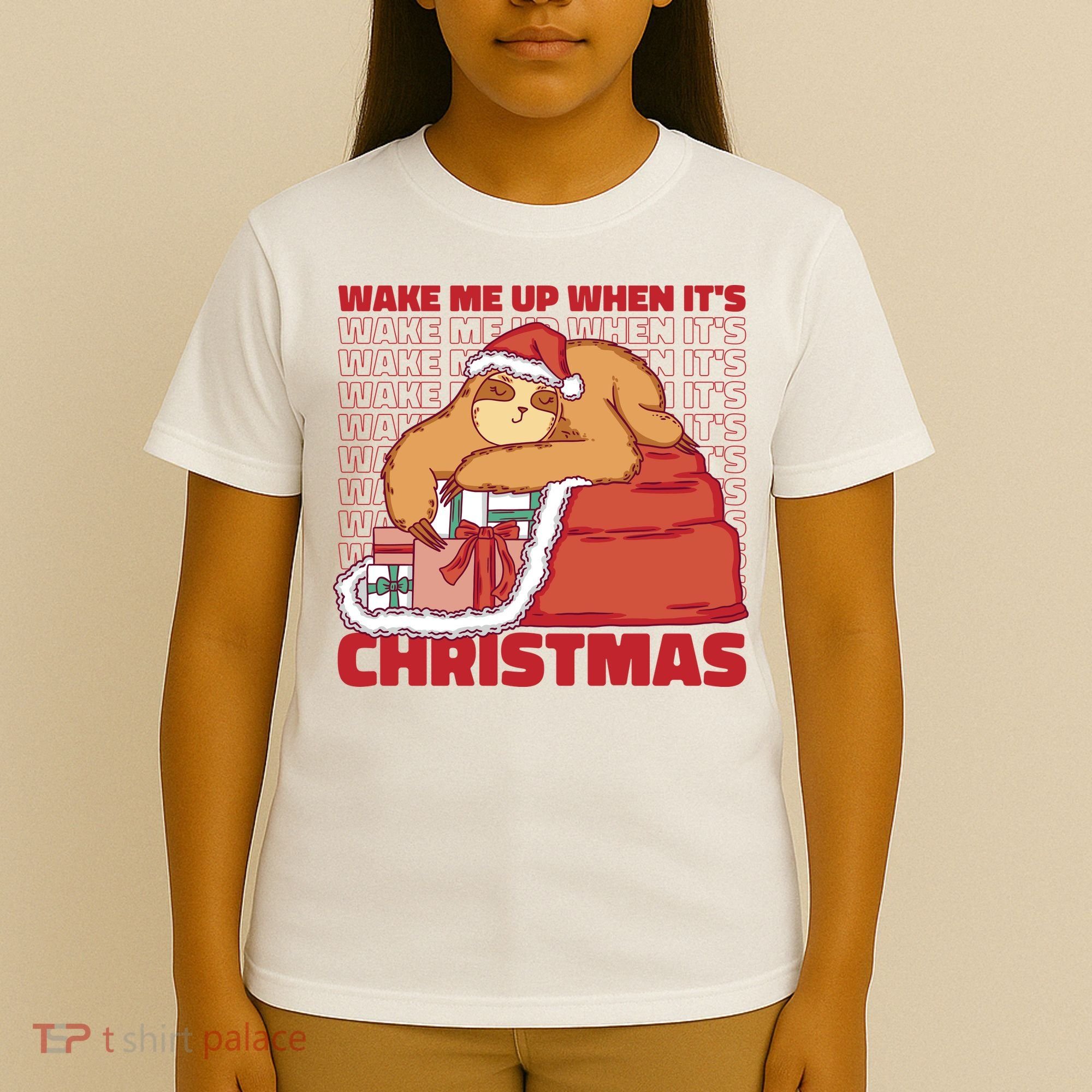 Wake Me Up When It's Christmas Sleeping Sloth T-Shirt