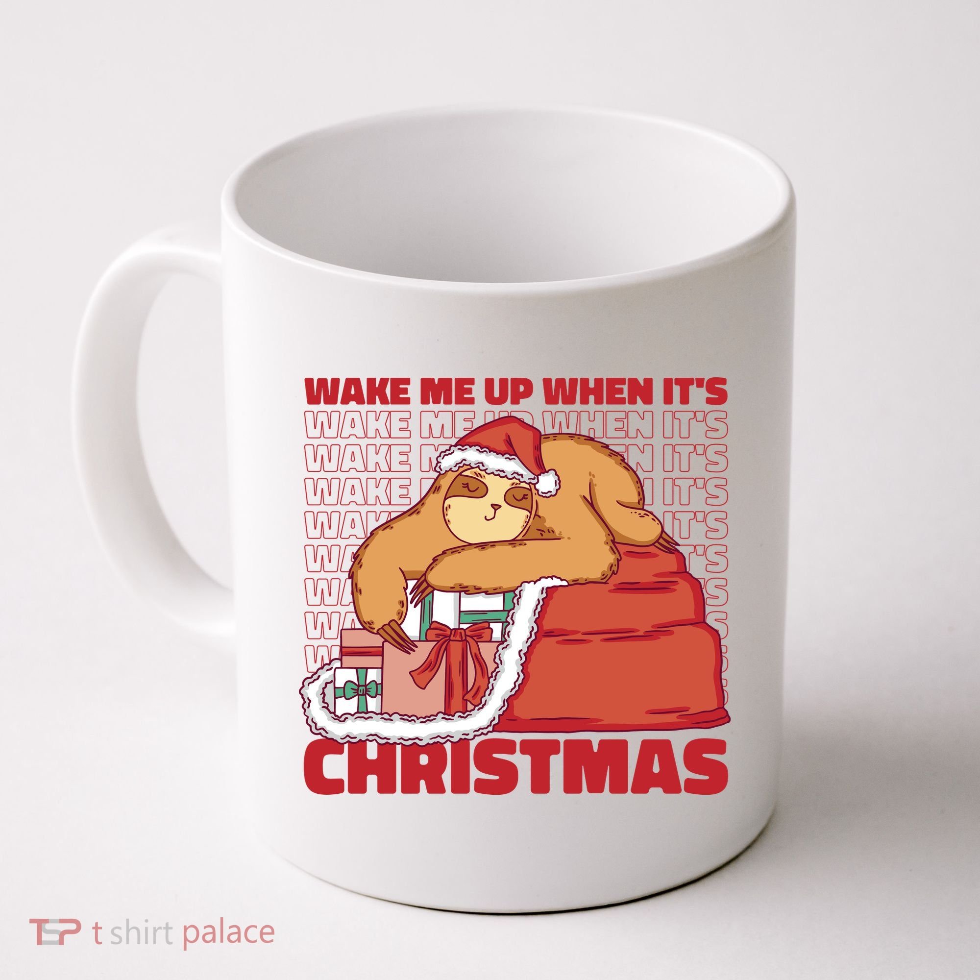 Wake Me Up When It's Christmas Sleeping Sloth Coffee Mug