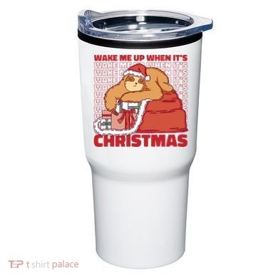 Wake Me Up When It's Christmas Sleeping Sloth Tumbler