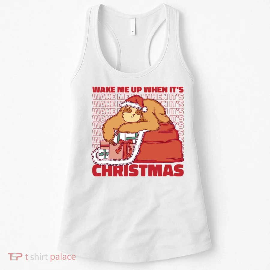 Wake Me Up When It's Christmas Sleeping Sloth Women's Tank Top