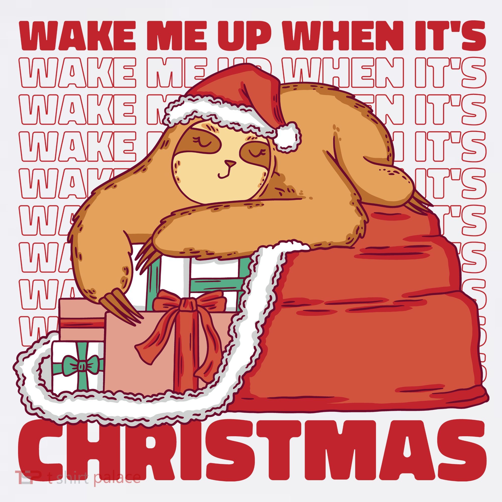 Wake Me Up When It's Christmas Sleeping Sloth Baby Bodysuit