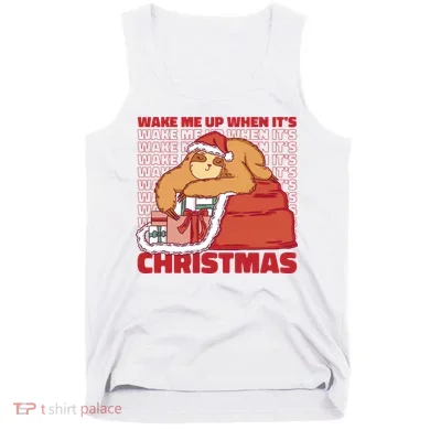 Wake Me Up When It's Christmas Sleeping Sloth Tank Top