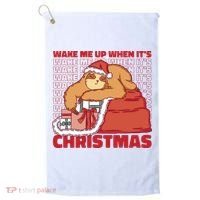 Wake Me Up When It's Christmas Sleeping Sloth Golf Towel thumb 0