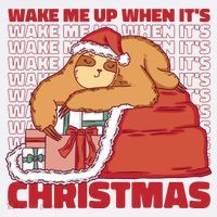 Wake Me Up When It's Christmas Sleeping Sloth Kids T-Shirt thumb 4