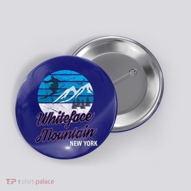 Whiteface Mountain Wilmington Ny Usa Skiing Snowboarding Gift Button