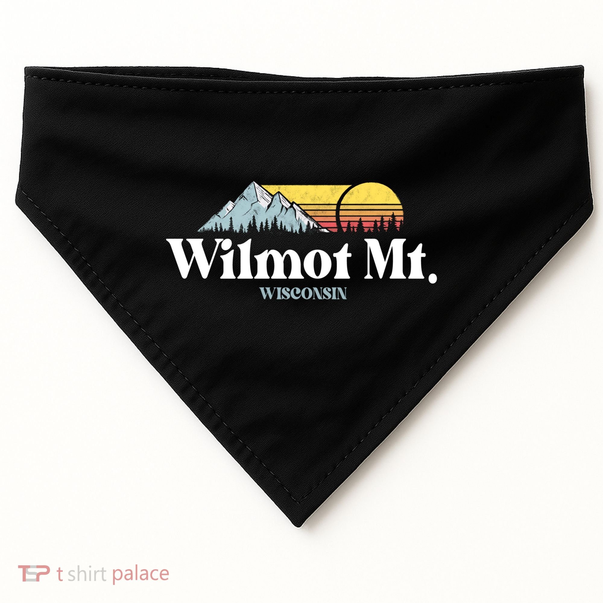 Wilmot Mountain Wisconsin Ski Trip Snowboarding Slopes Cute Gift USA-Made Doggie Bandana