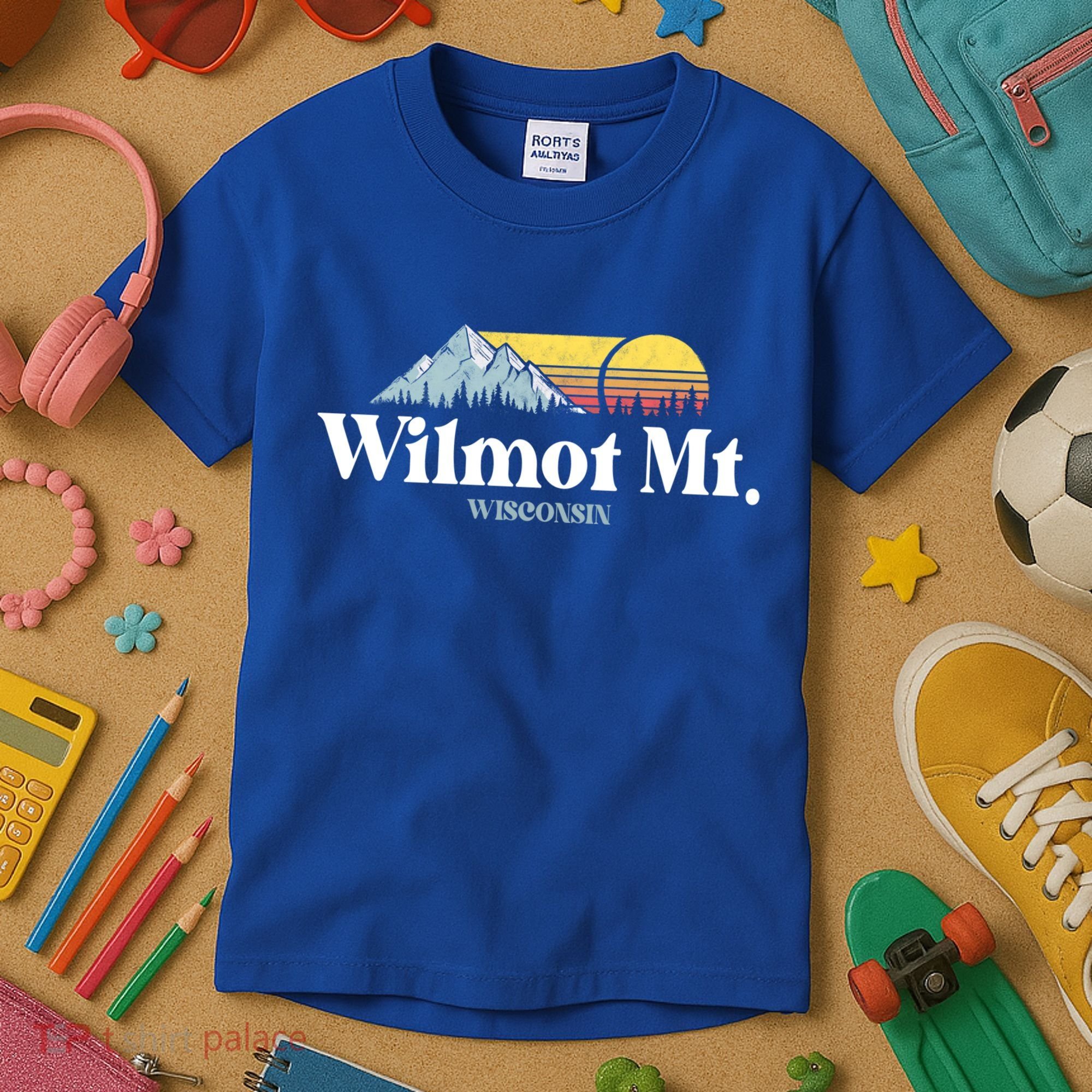 Wilmot Mountain Wisconsin Ski Trip Snowboarding Slopes Cute Gift Kids T-Shirt