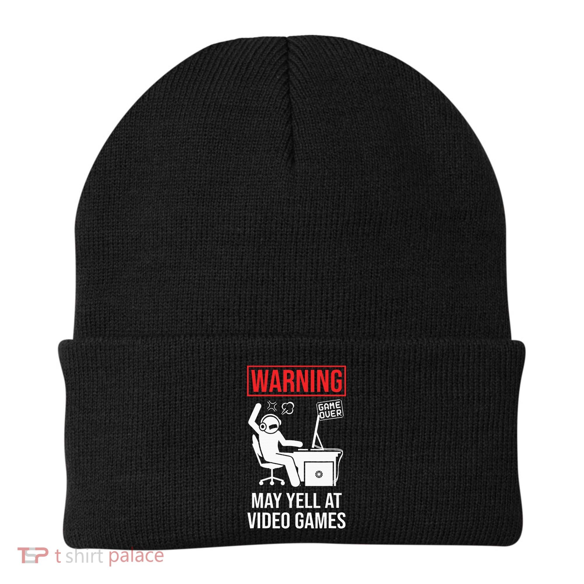 Warning May Yell At Video Games Gamer Beanie