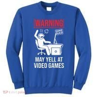 Warning May Yell At Video Games Gamer Sweatshirt thumb 0