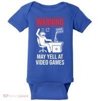 Warning May Yell At Video Games Gamer Baby Bodysuit thumb 0