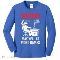 Warning May Yell At Video Games Gamer Kids Long Sleeve Shirt thumb 0