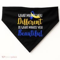 What Makes You Different Is What Makes You Beautiful Down Syndrome USA-Made Doggie Bandana thumb 0